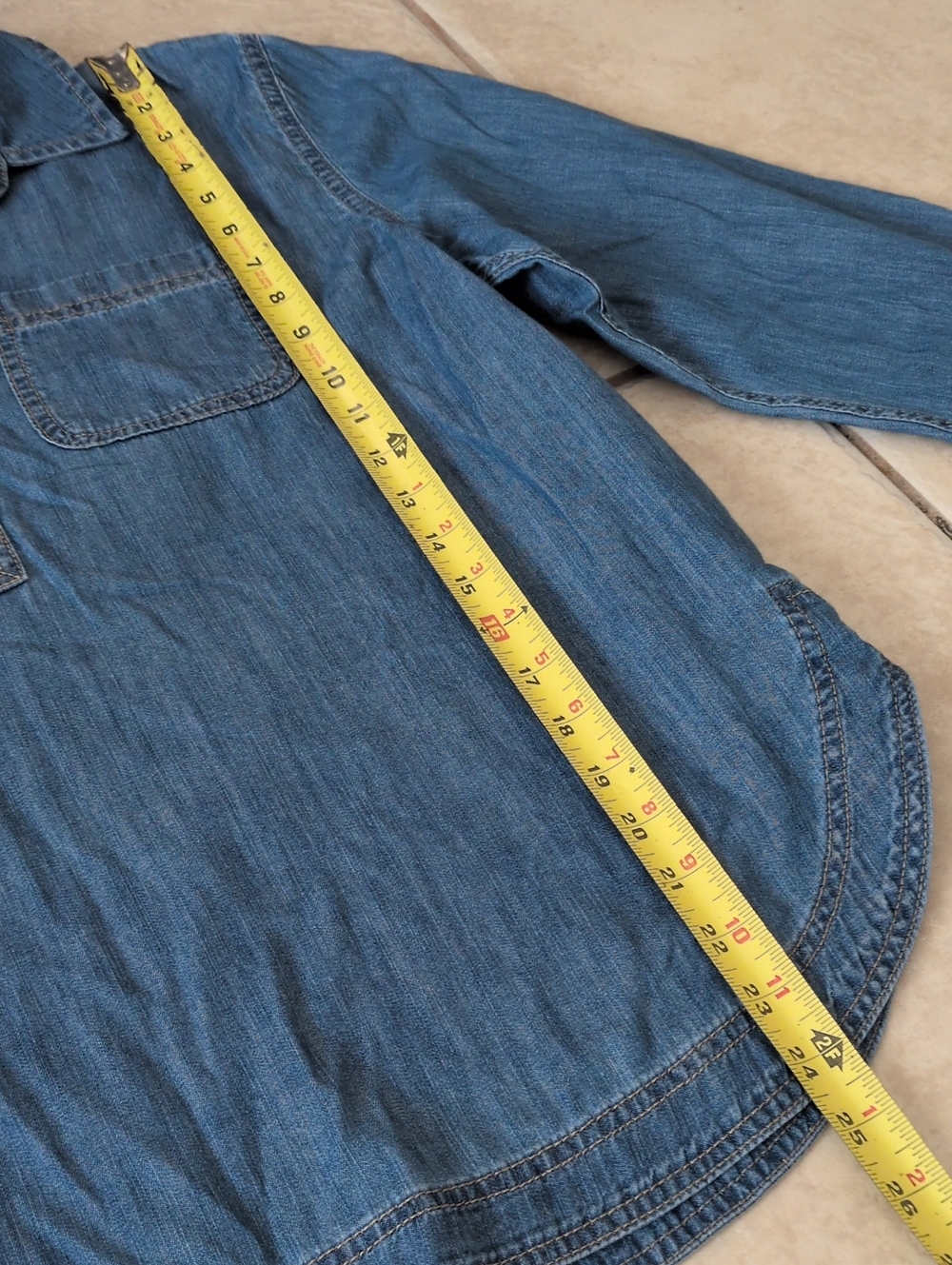 Talbots Denim Chambray Pullover Blouse Size Medium - Picture 3 of 5